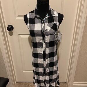 Sequin Hearts Black and White Plaid Dress